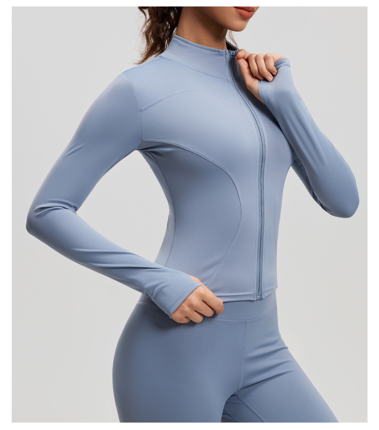 Yoga jacket, slim fit, stand collar, sports training