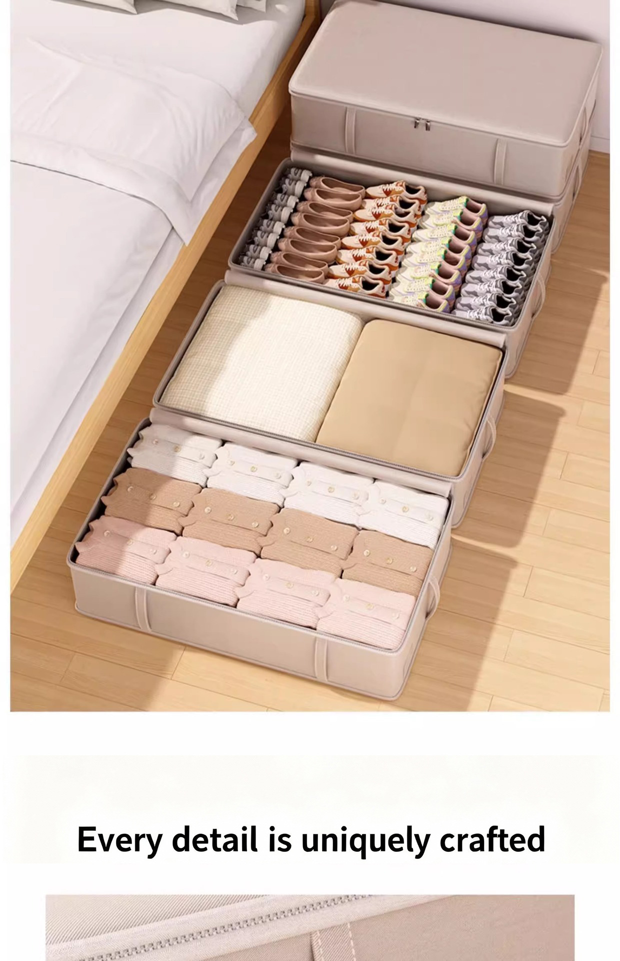 Bed storage box, large capacity, for quilts and down jackets