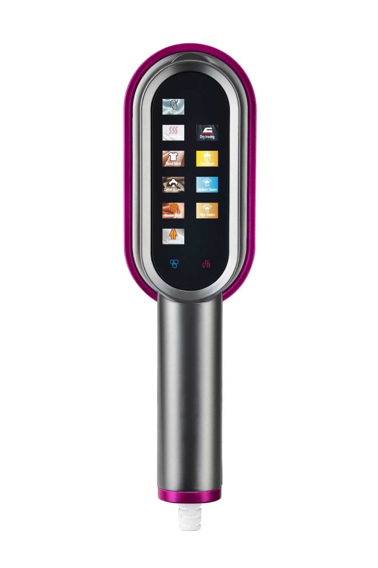 Foldable handheld garment steamer, touch screen, portable