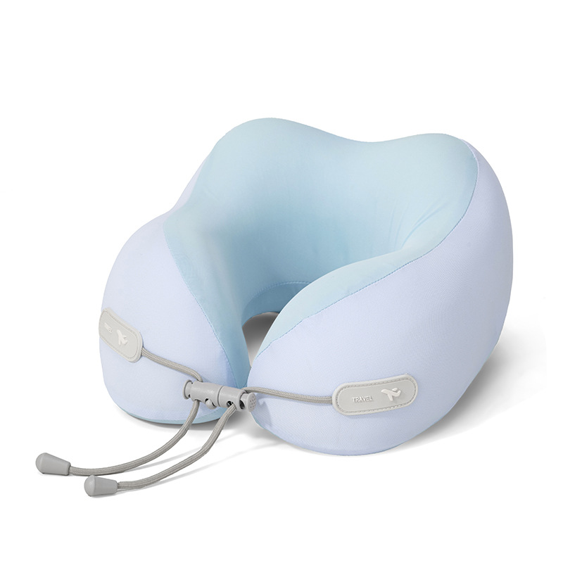 Ice silk U-shaped travel pillow with foldable neck support