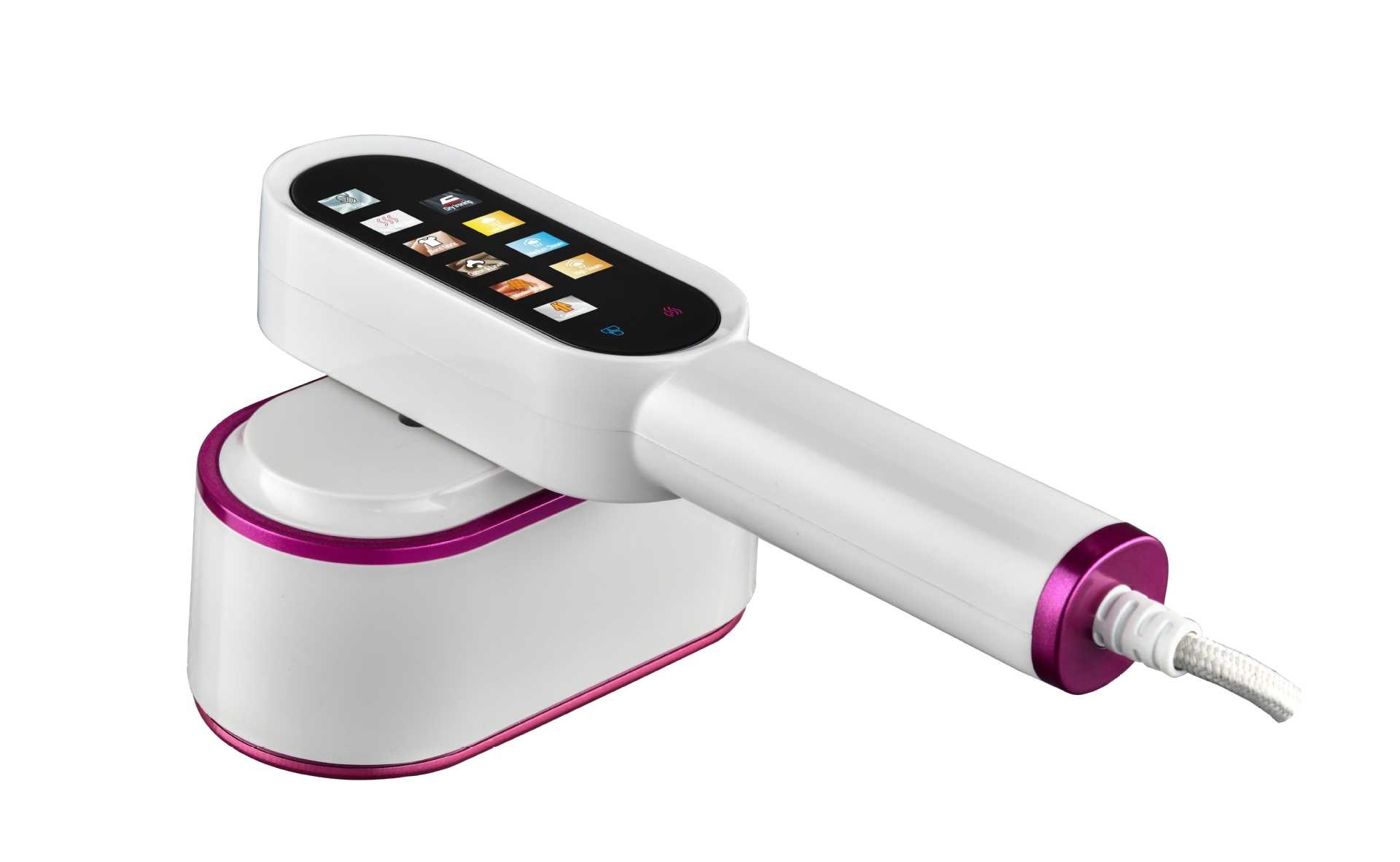 Foldable handheld garment steamer, touch screen, portable
