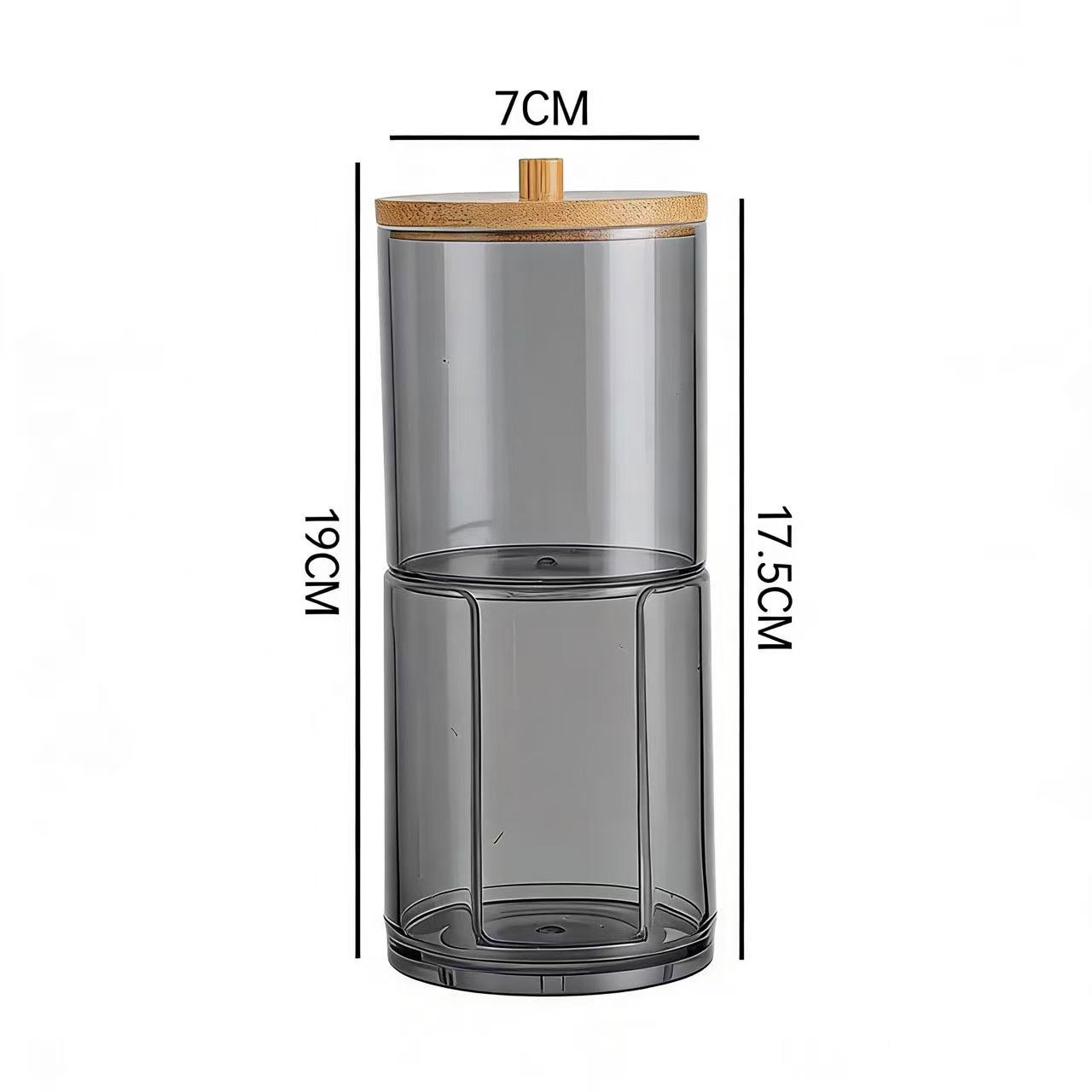 Acrylic Cotton Swab Storage Box, Transparent Gray Stackable Cosmetics Organizer