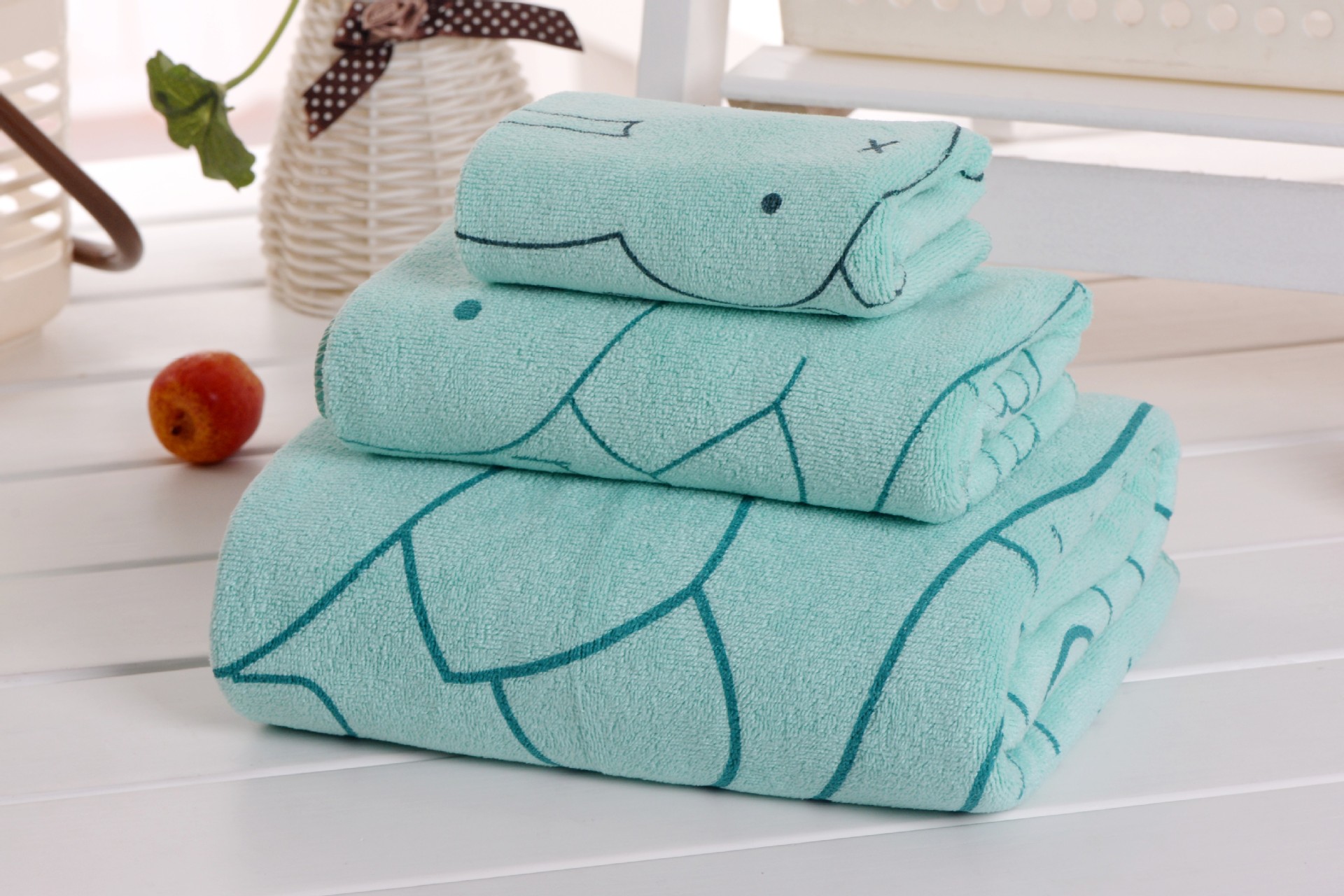 Baskılı banyo havlusu seti, 3 parça, yetişkin unisex