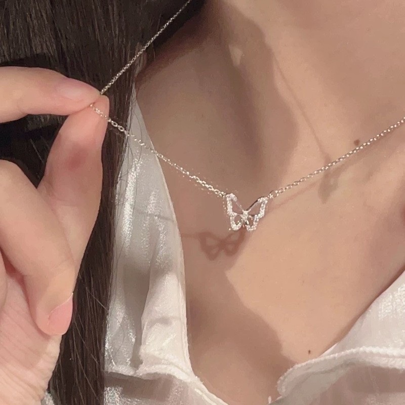 S925 Sterlingsilber Zirkonia-Halskette, glänzend und farbbeständig