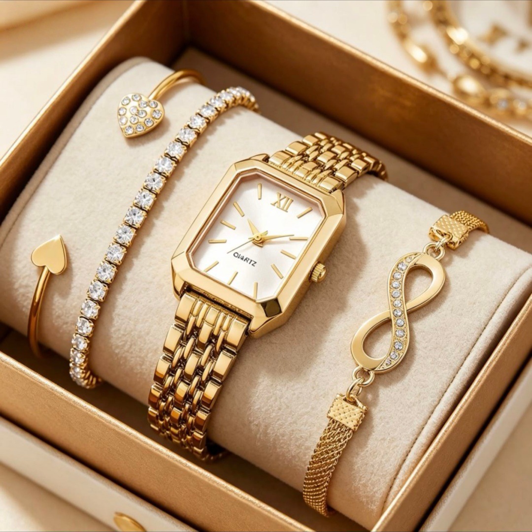 Women's Square Quartz Watch Luxury Steel Strap