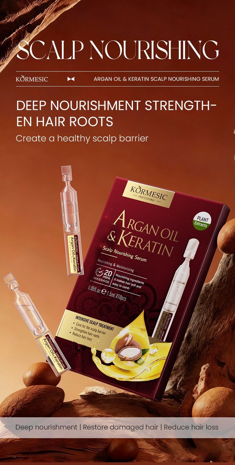 可代工跨境外贸阿甘油&角蛋白头皮精华Hair serum盒装次抛精华