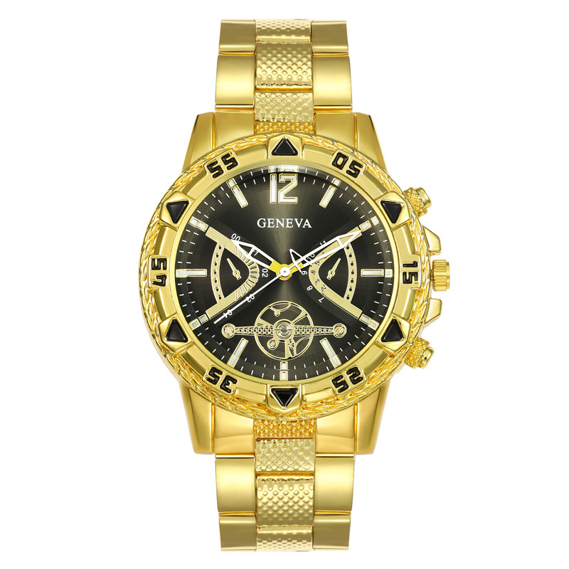 Men's wristwatch, steel strap, quartz, large dial