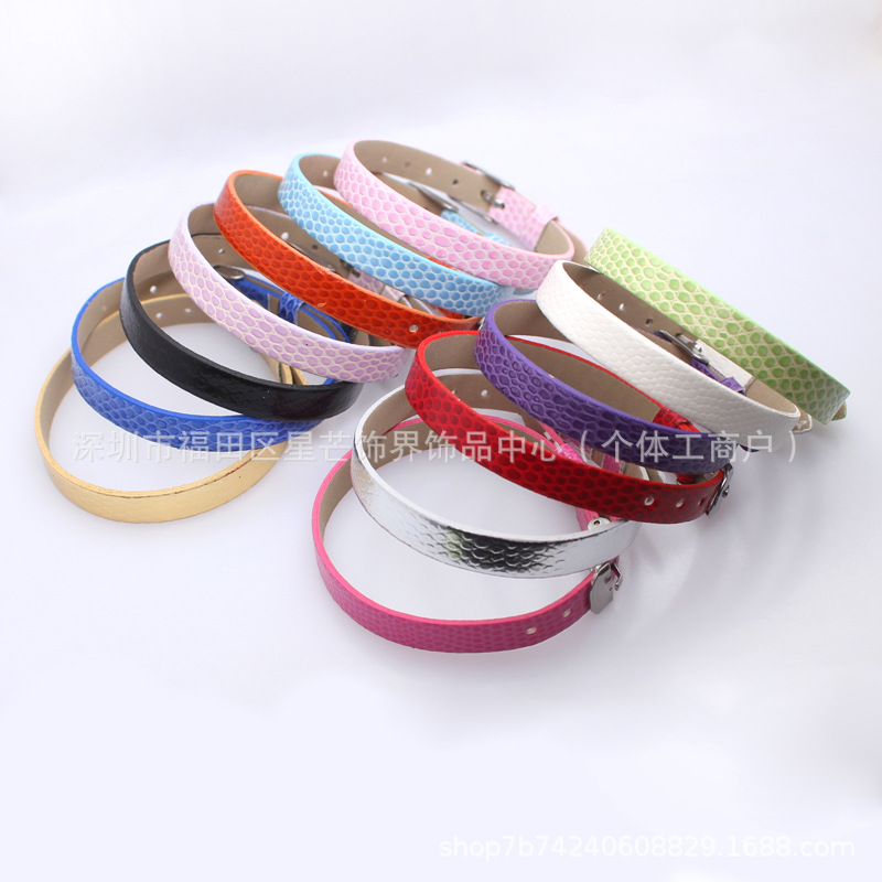 DIY 8mm PU leather wristband, slide charm compatible
