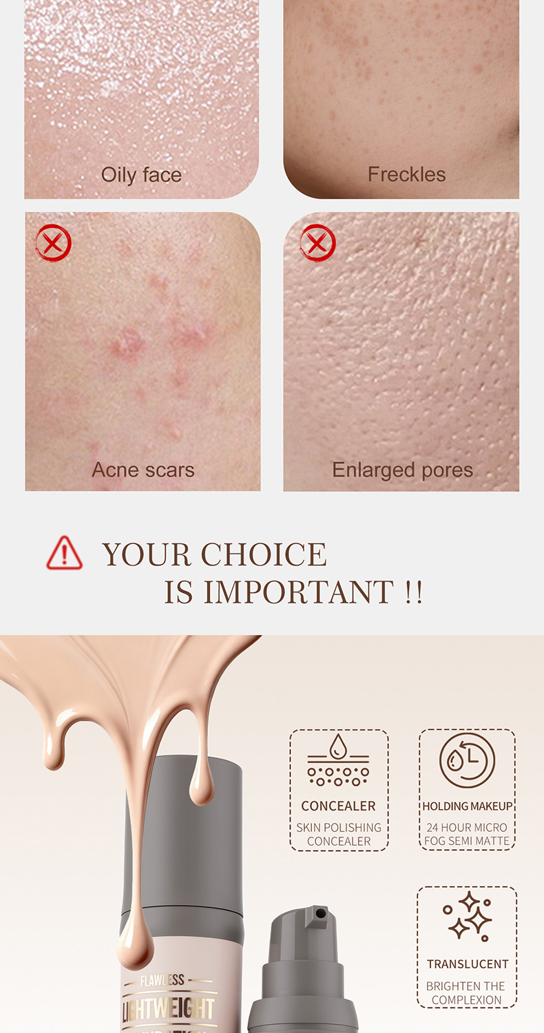 OCHEAL liquid foundation, natural flawless with sponge