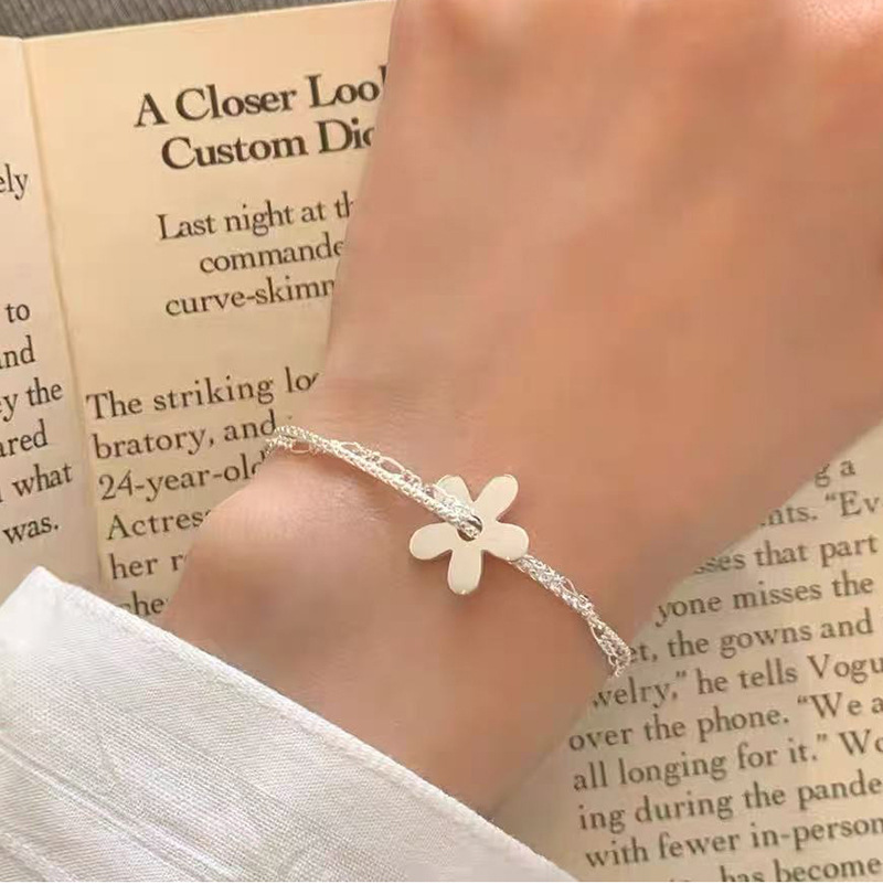 S925 sterling silver moonstone seven star bracelet elegant