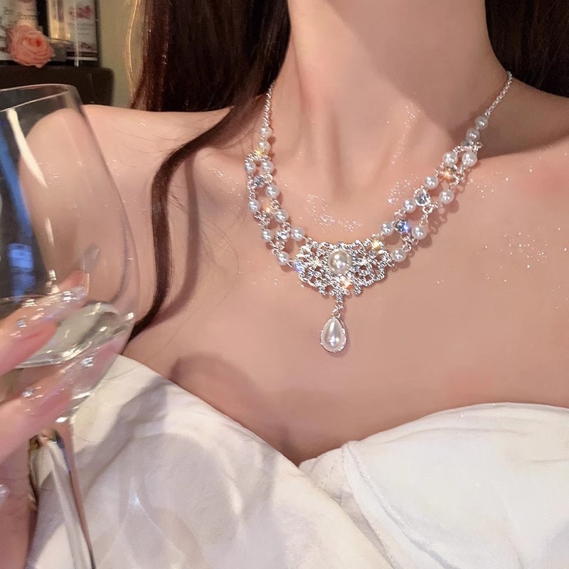 Strass-Quasten-Halskette, edles Design Schlüsselbein-Kette