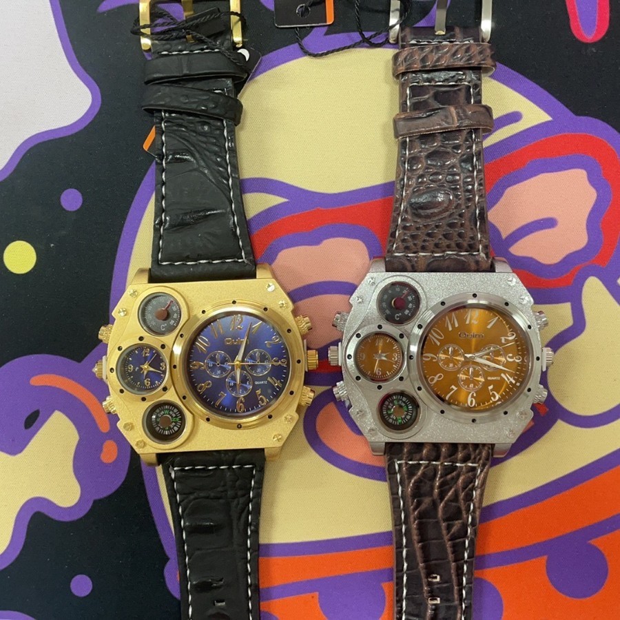 Herrenarmbanduhr, großes Zifferblatt, Mehrfach-Zeitzonen, Quarz