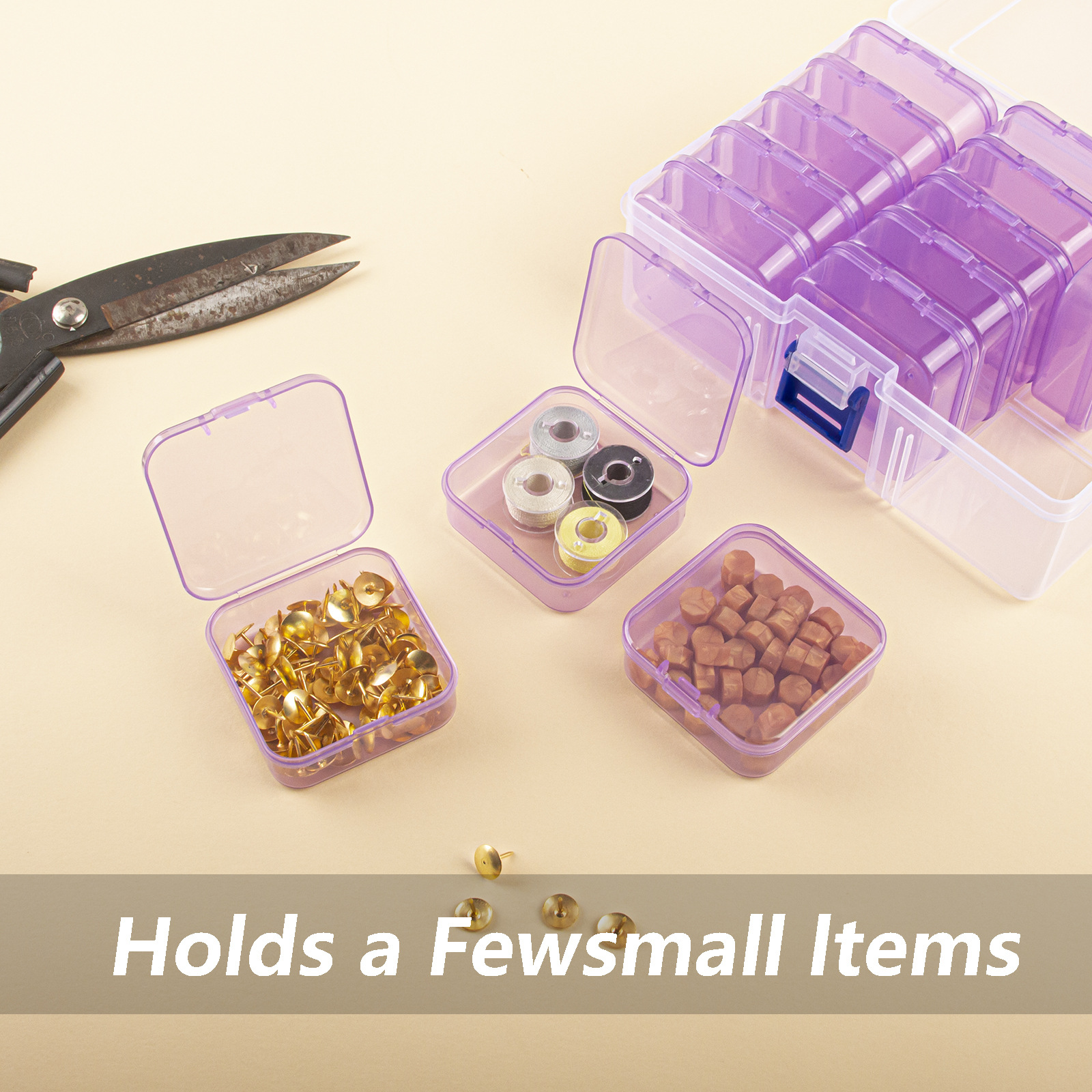Clear plastic storage box set, square shape, desktop organizer