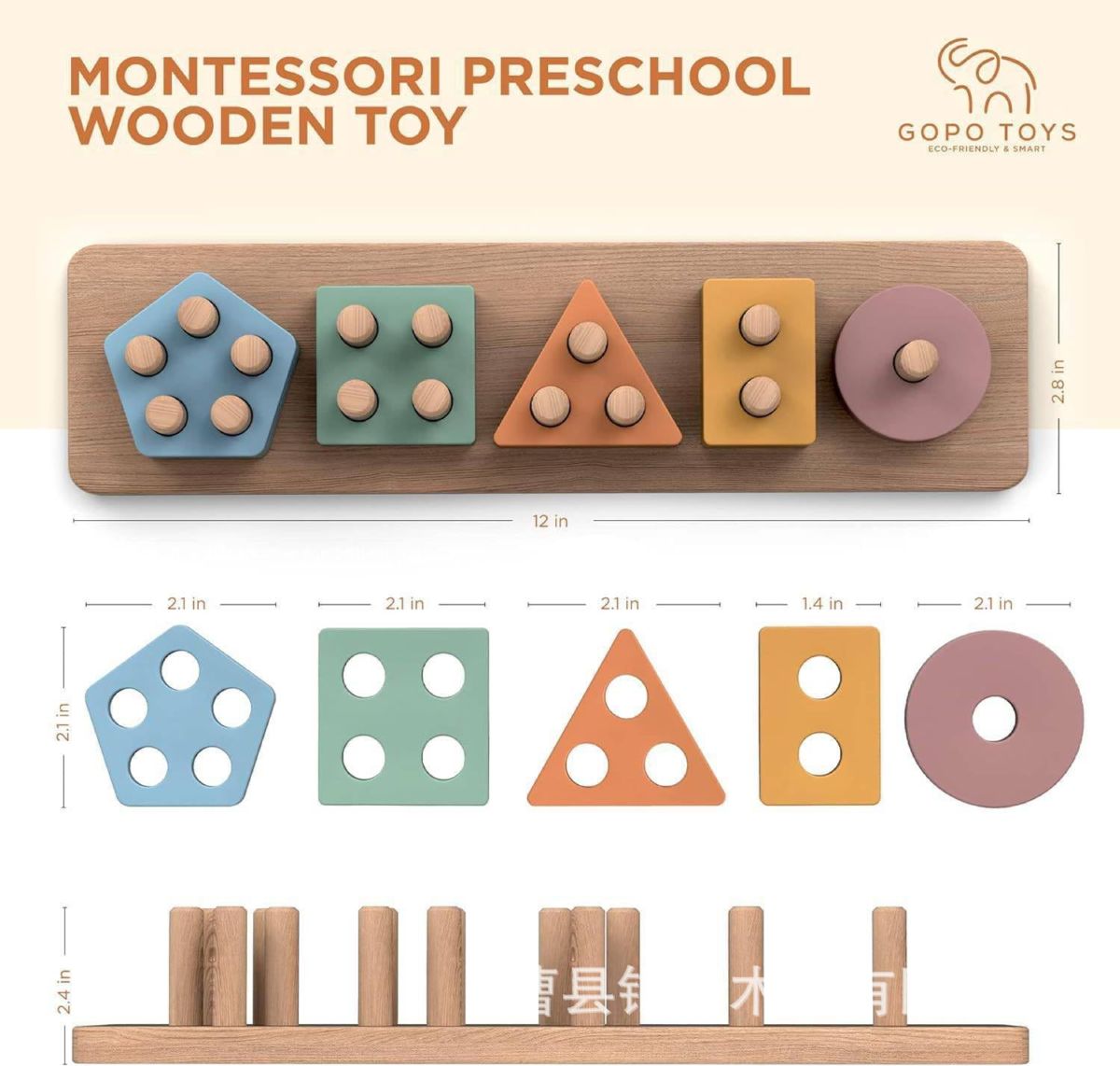 Montessori geometrik stapel silindir, ahşap erken eğitim