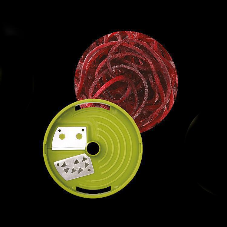 Multifunctional vegetable cutter with rotating container for cucumbers and zucchini