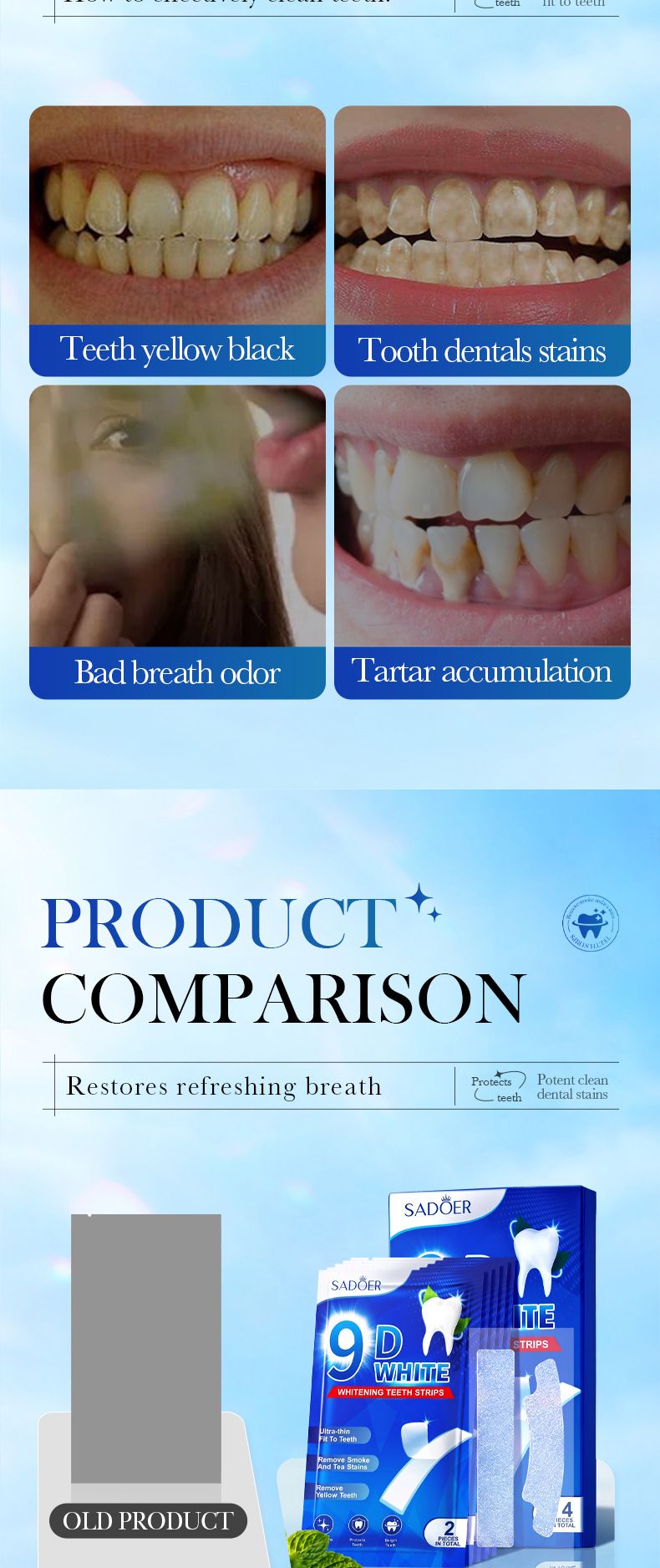 SADOER 9D tooth whitening strips enamel repair