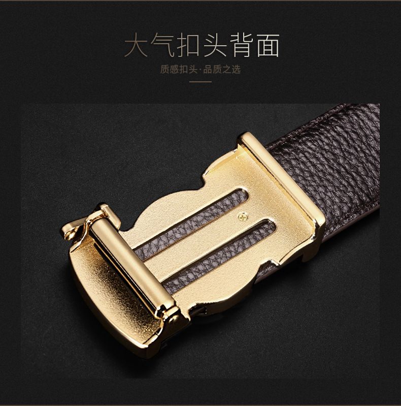 Men's cowhide belt, crocodile pattern, automatic buckle