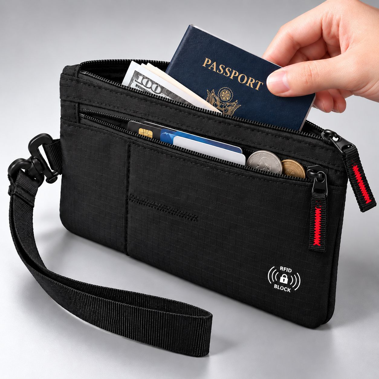 RFID-protected card wallet and passport holder