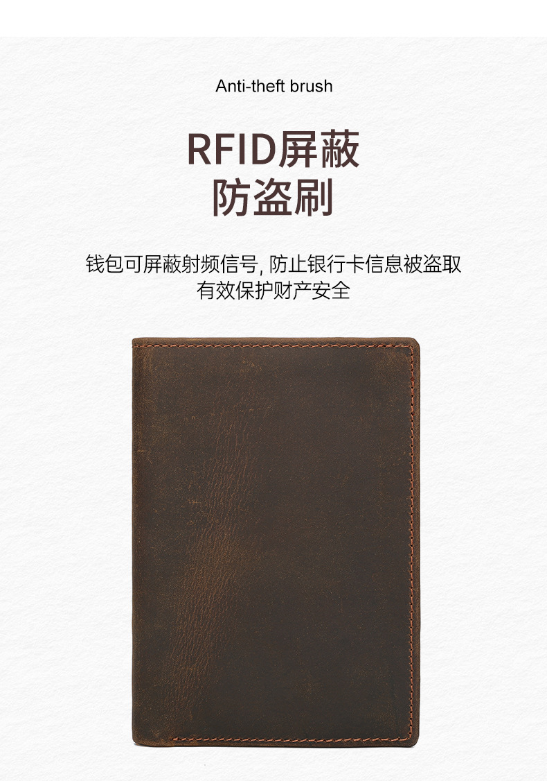 Jiameida Echtleder-Herrengeldbörse aus verrücktem Pferdeleder mit RFID-Schutz