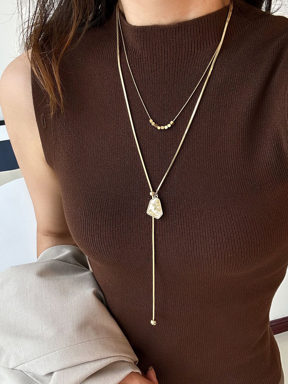 Gold Plated Geometric Adjustable Necklace