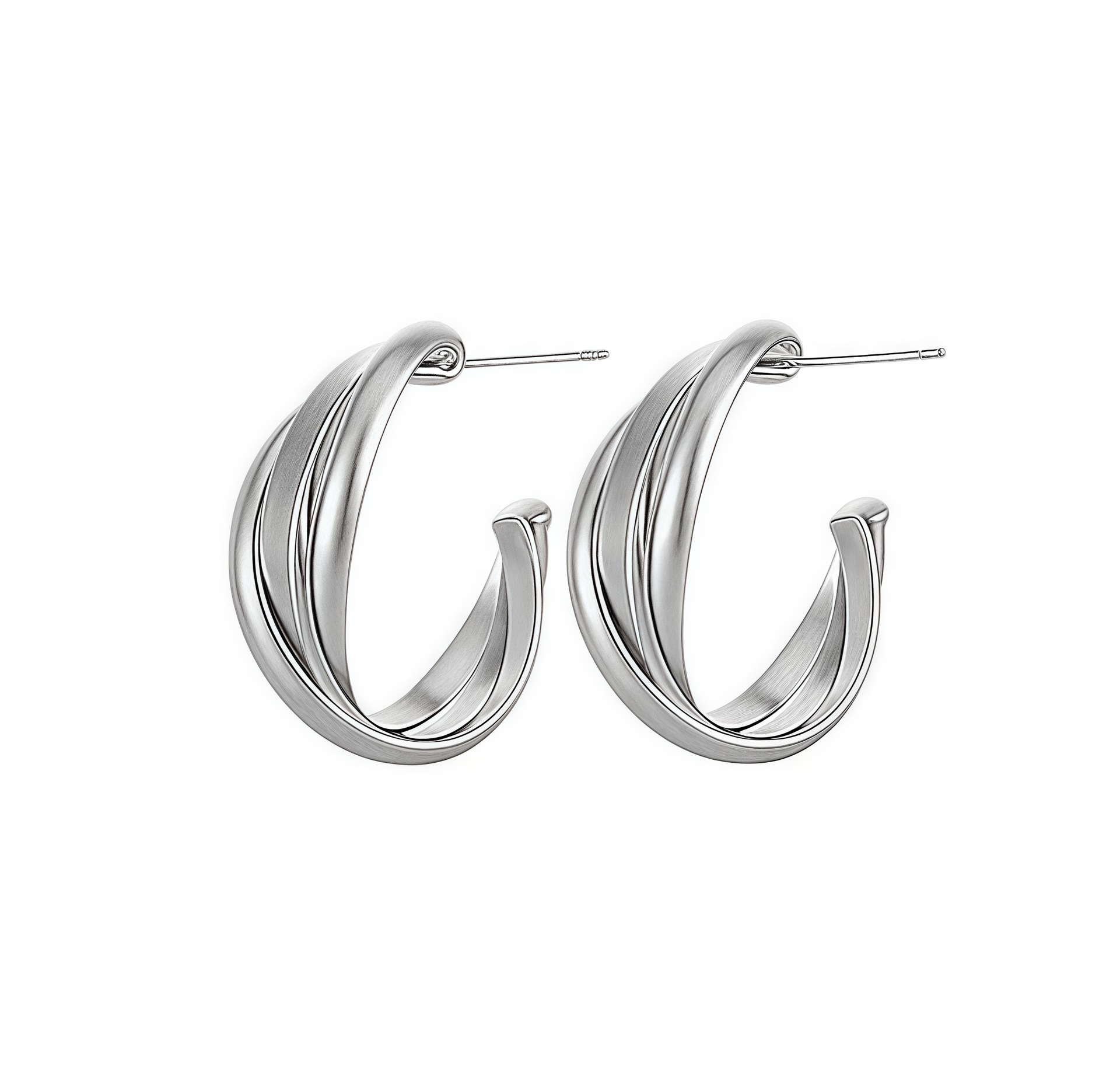 S999 Sterling Silver Geometric Cross Stud Earrings