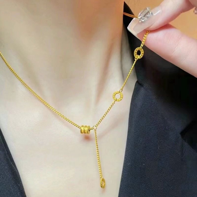 Neochinesische Kürbis-Halskette vergoldet elegant