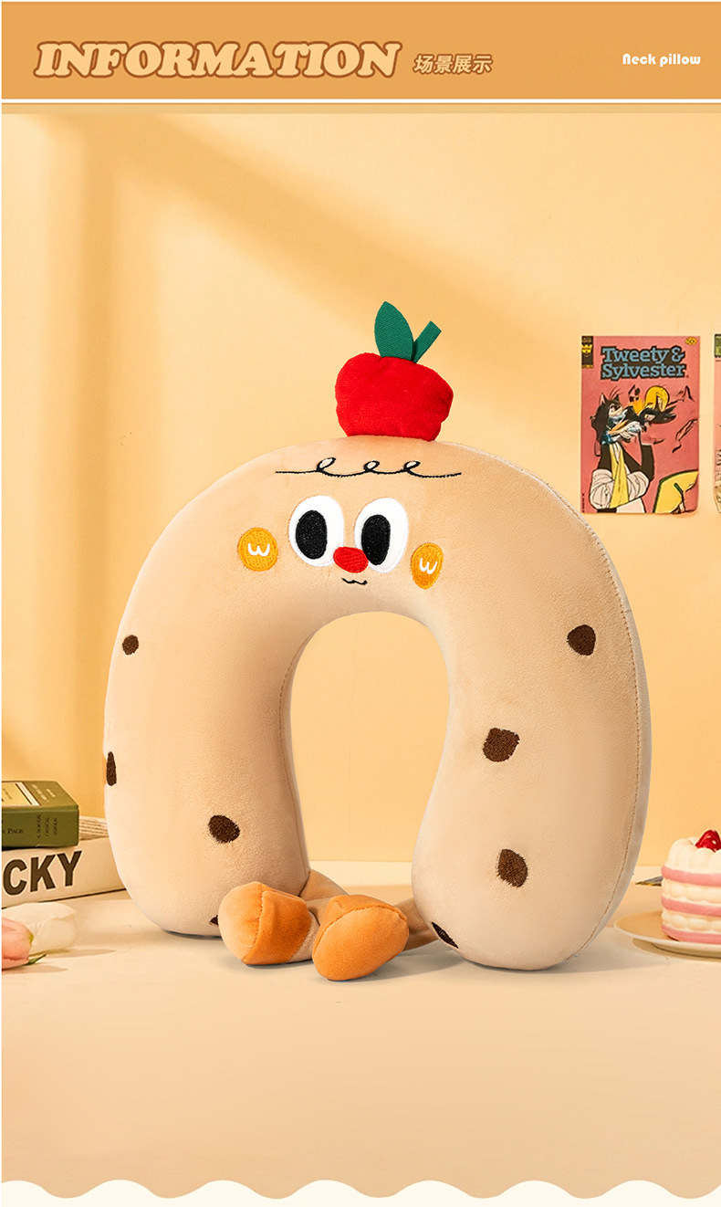 Cartoon U-Shaped Memory Foam Travel Pillow with Neck Support