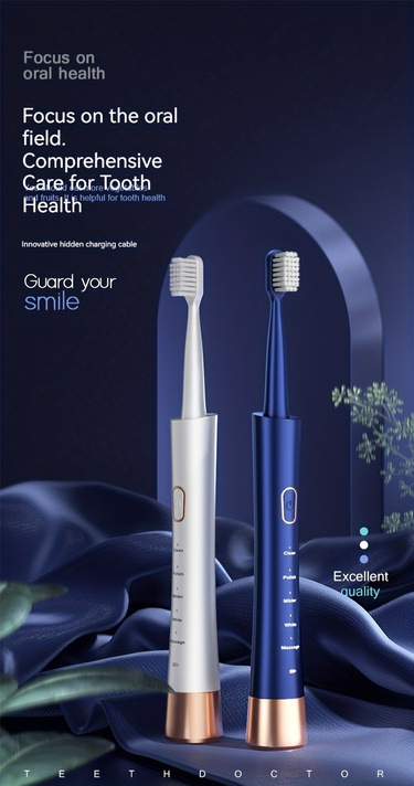 Electric Toothbrush, 8 Brush Heads, Sonic Vibration, Dual Mode