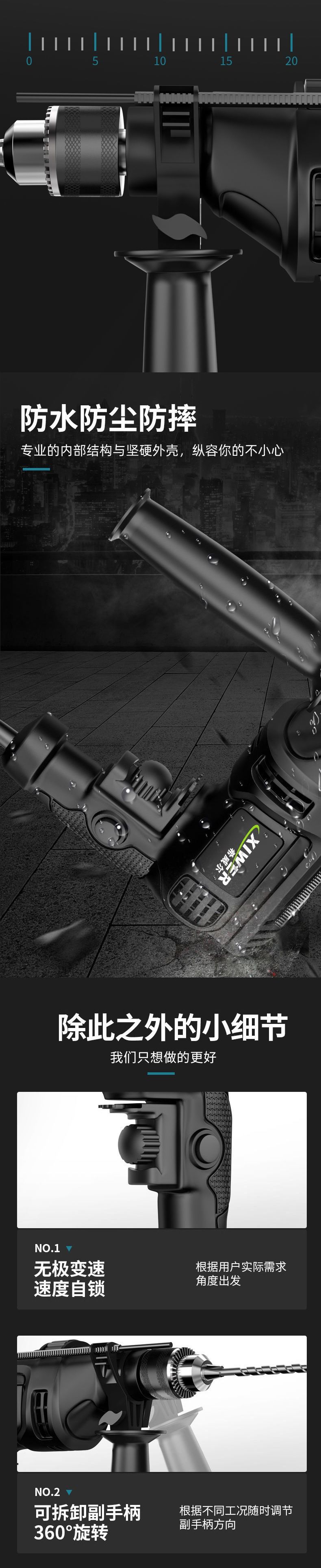 Impact drill set, cordless, for household and professional use