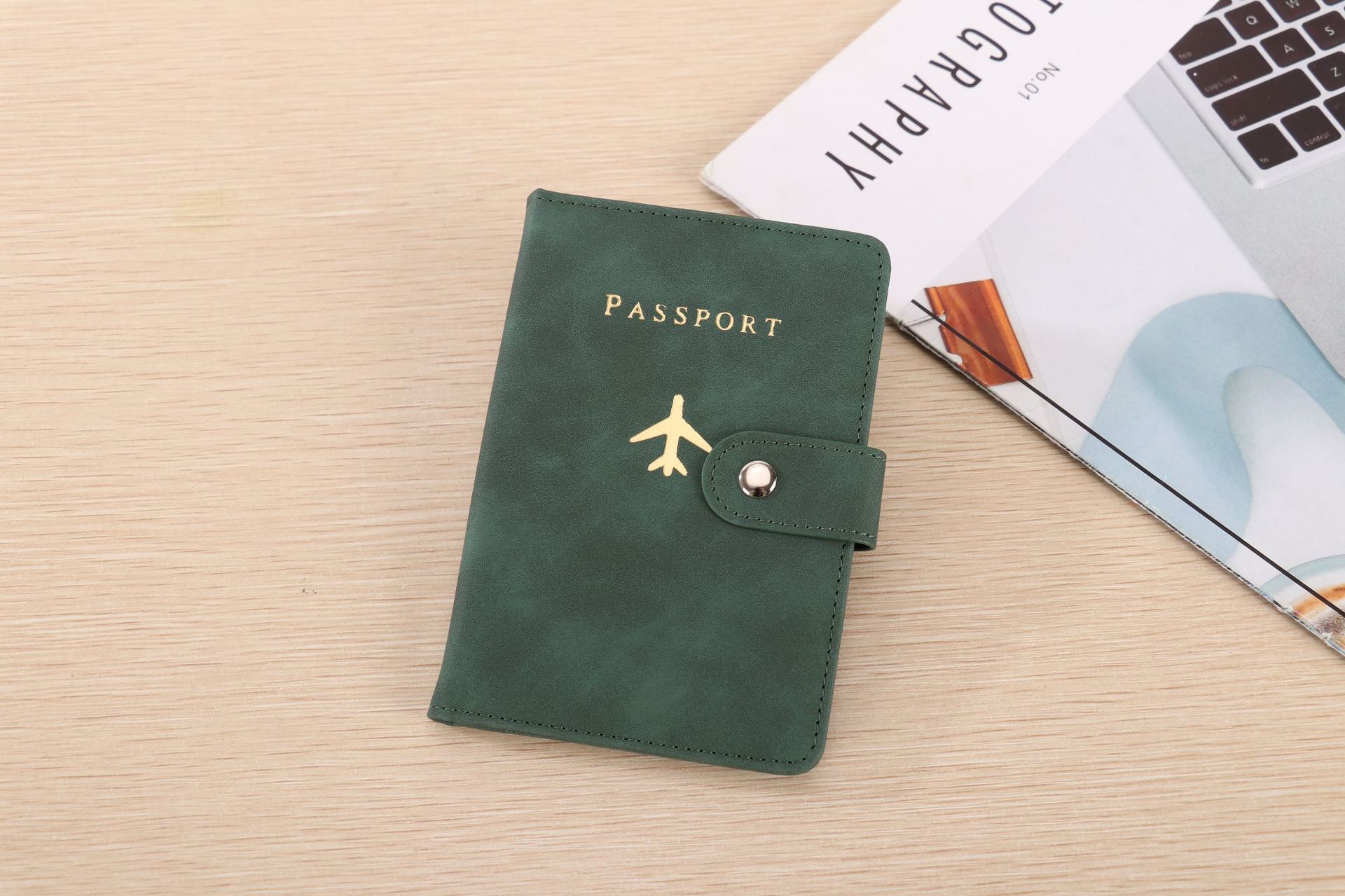 PU leather passport wallet, document storage, multi-card