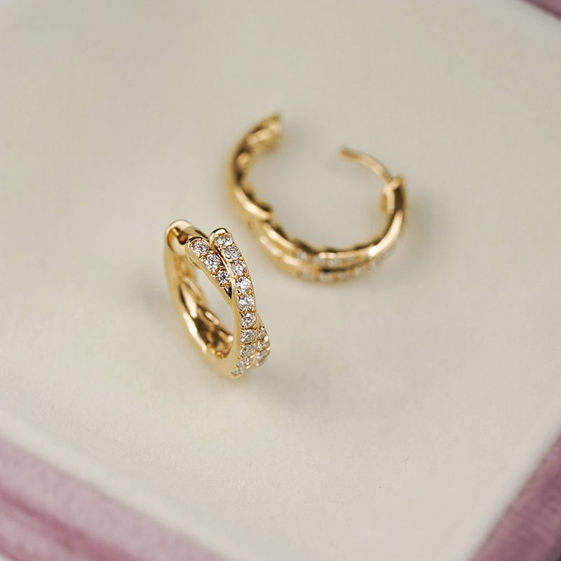 Zircon Stud Earrings Geometric Design Minimalist