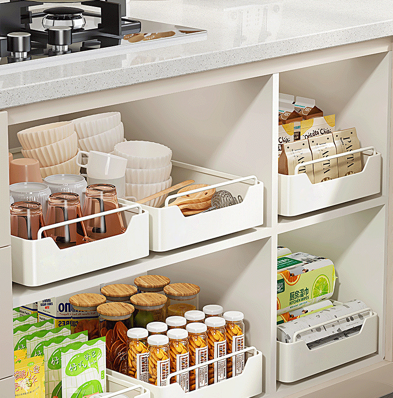 Pull-out kitchen storage rack, under-sink sliding basket