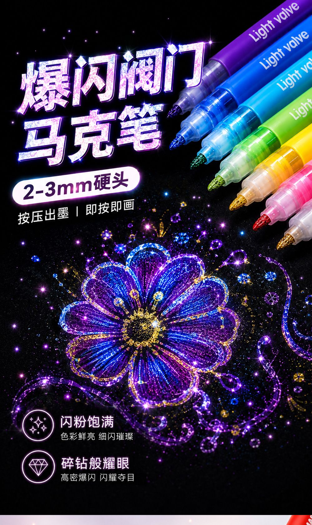 Acrylmarker 24 Farben, fluoreszierend, Glanzeffekt