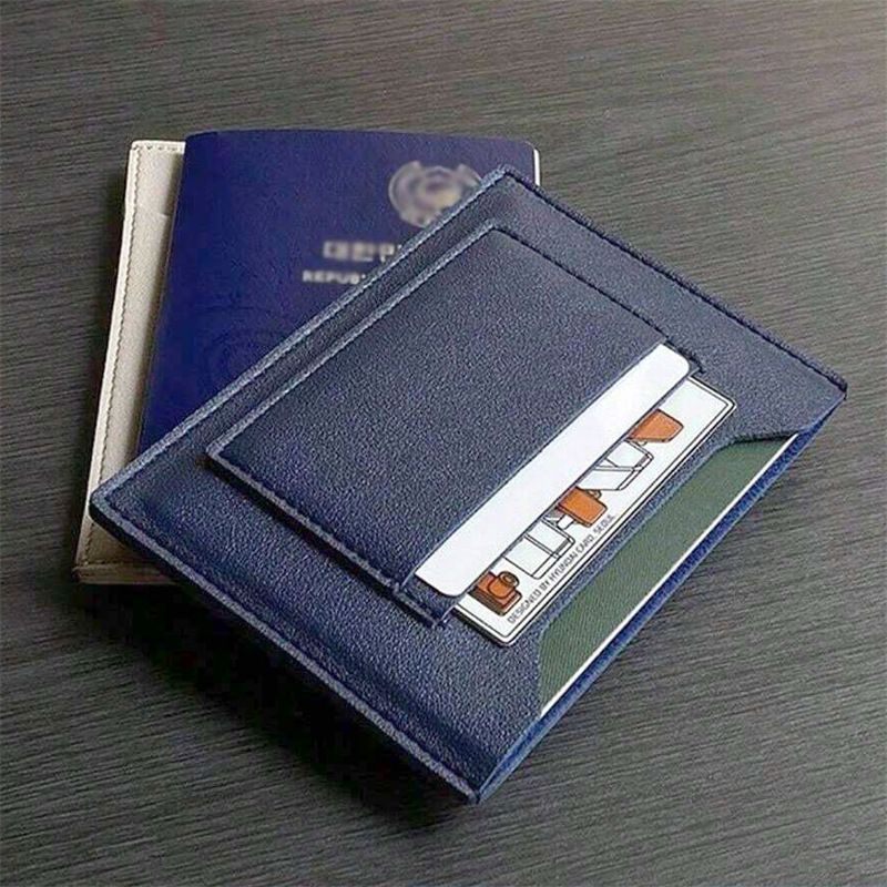 Korean-style travel passport holder, PU leather, multiple card slots