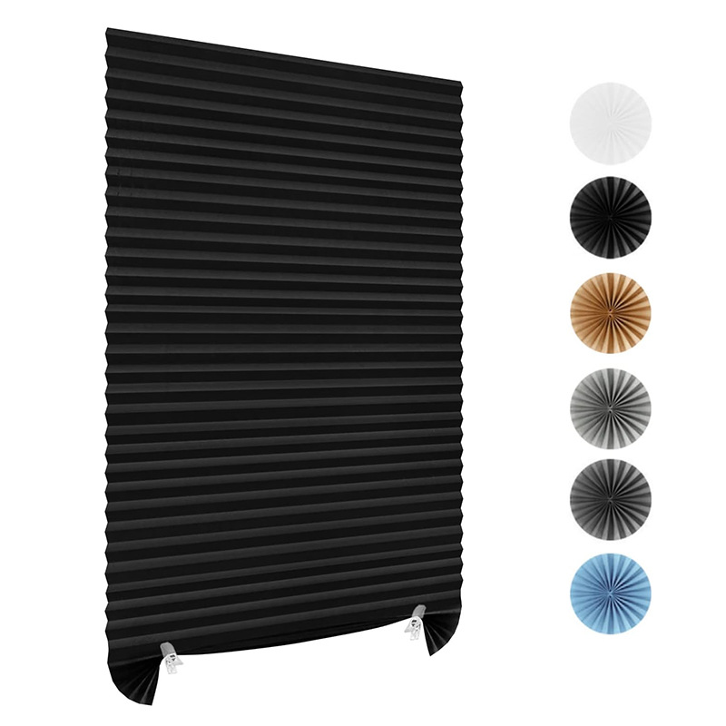 Self-adhesive pleated blind, blackout, bedroom