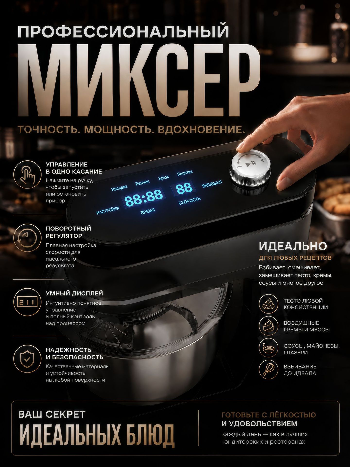 Multifunctional kitchen machine dough mixer blender grinder