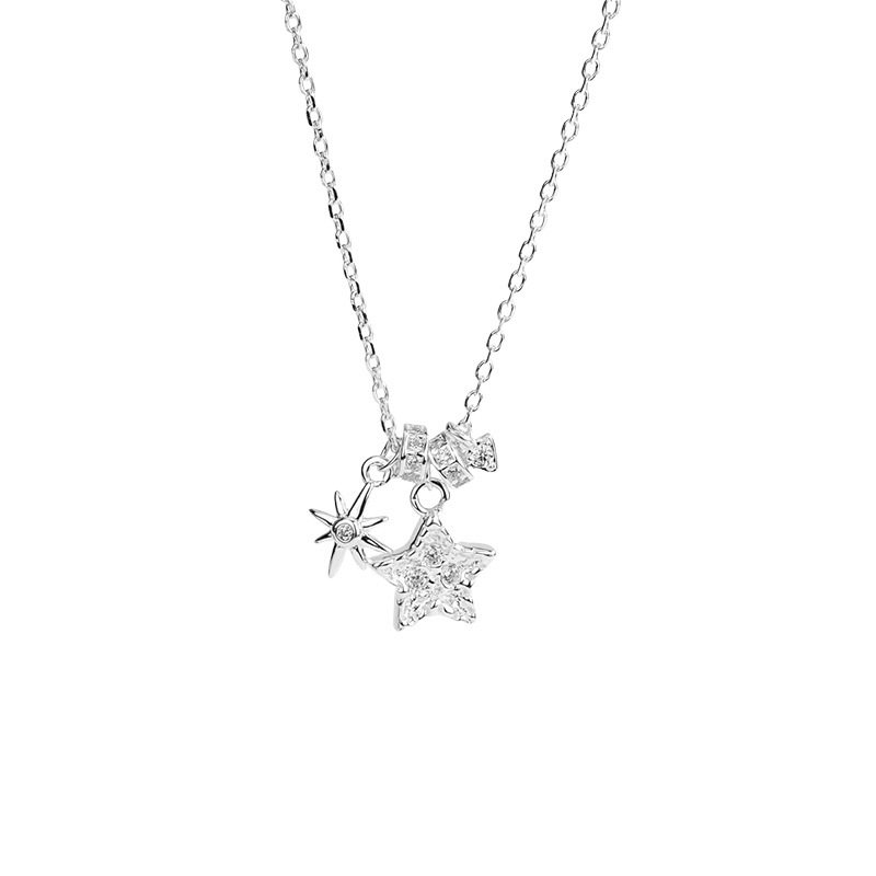 S925 sterling silver star necklace, elegant Korean style design