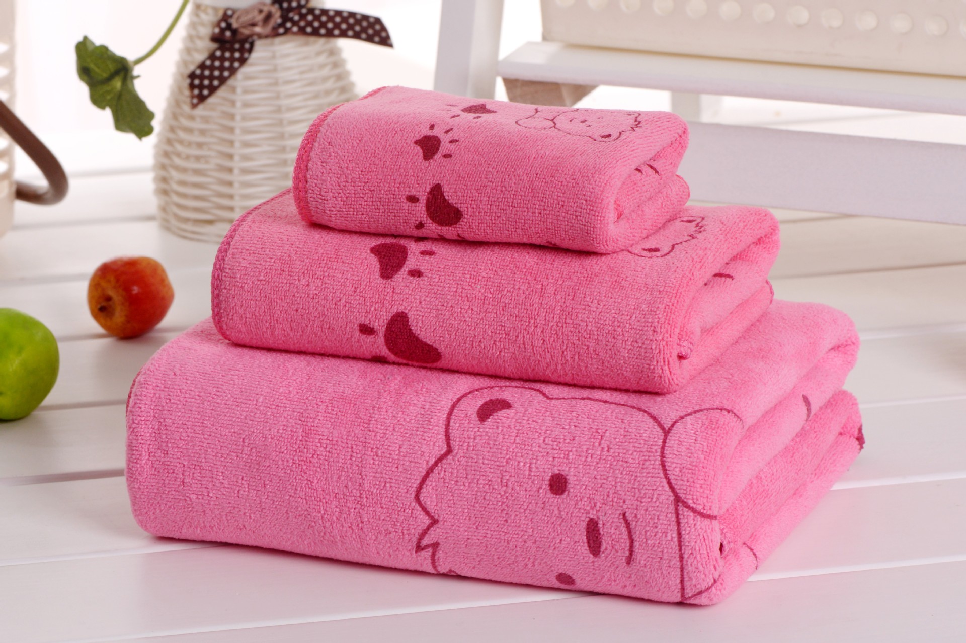 Baskılı banyo havlusu seti, 3 parça, yetişkin unisex