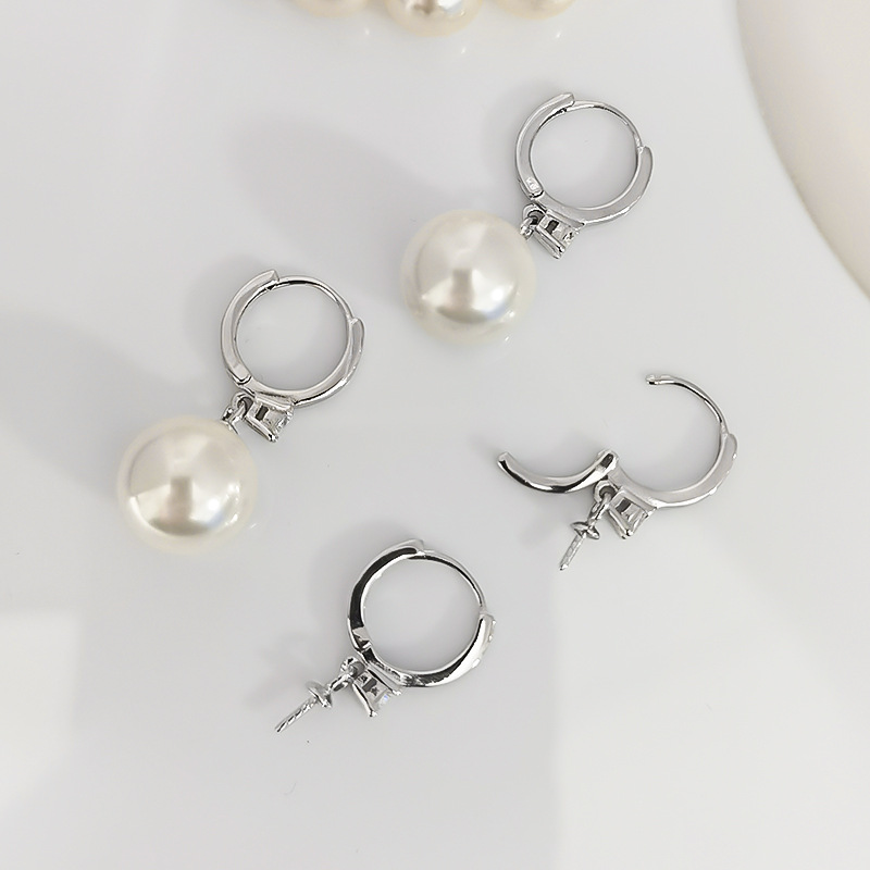 S925 silver DIY pearl earrings for girls