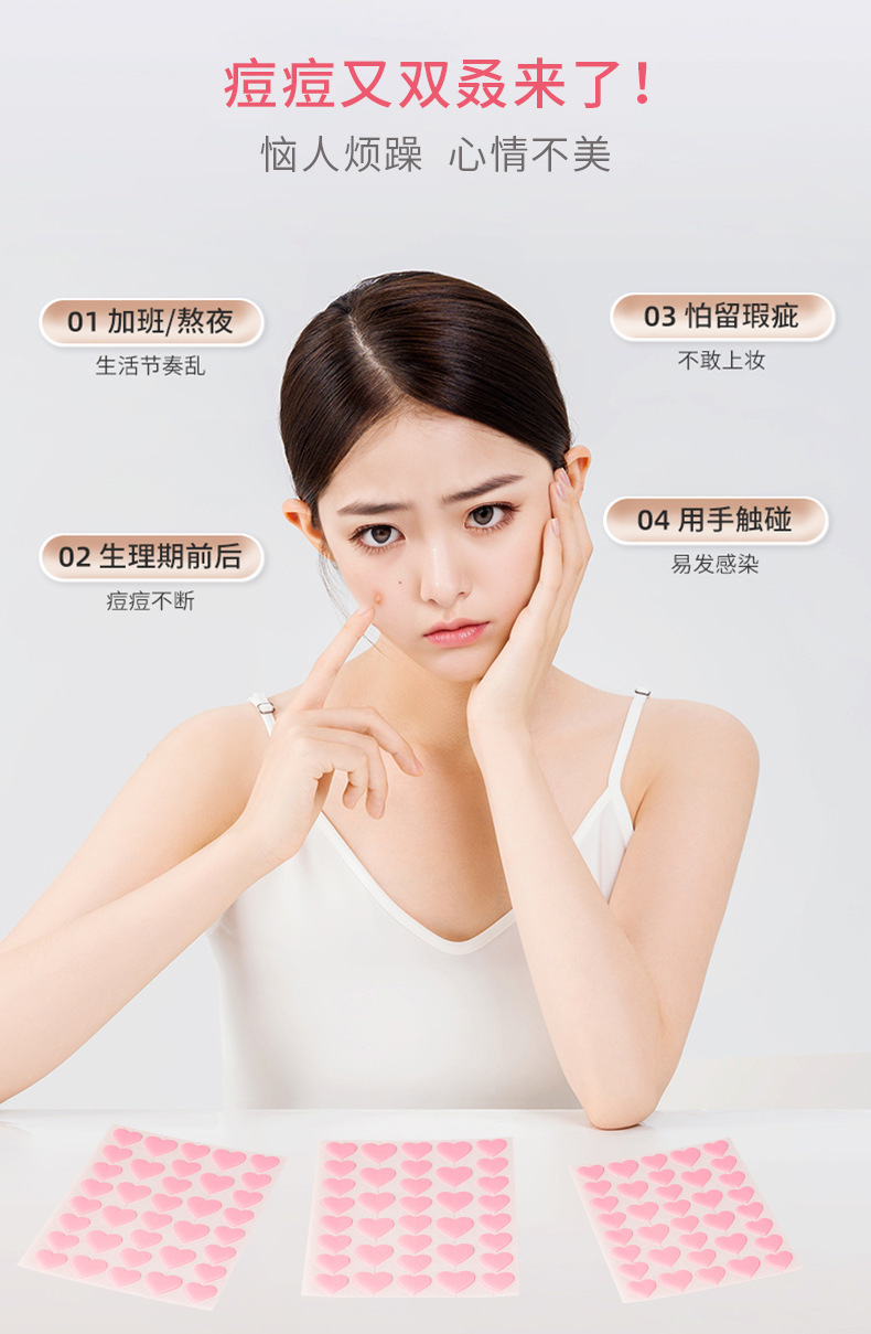 Pimplepatch Heart-Shaped Acne Patches Hydrocolloid Effective