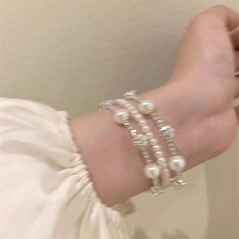 Perlenarmband mit Zirkonia, Prinzessinnen-Stil