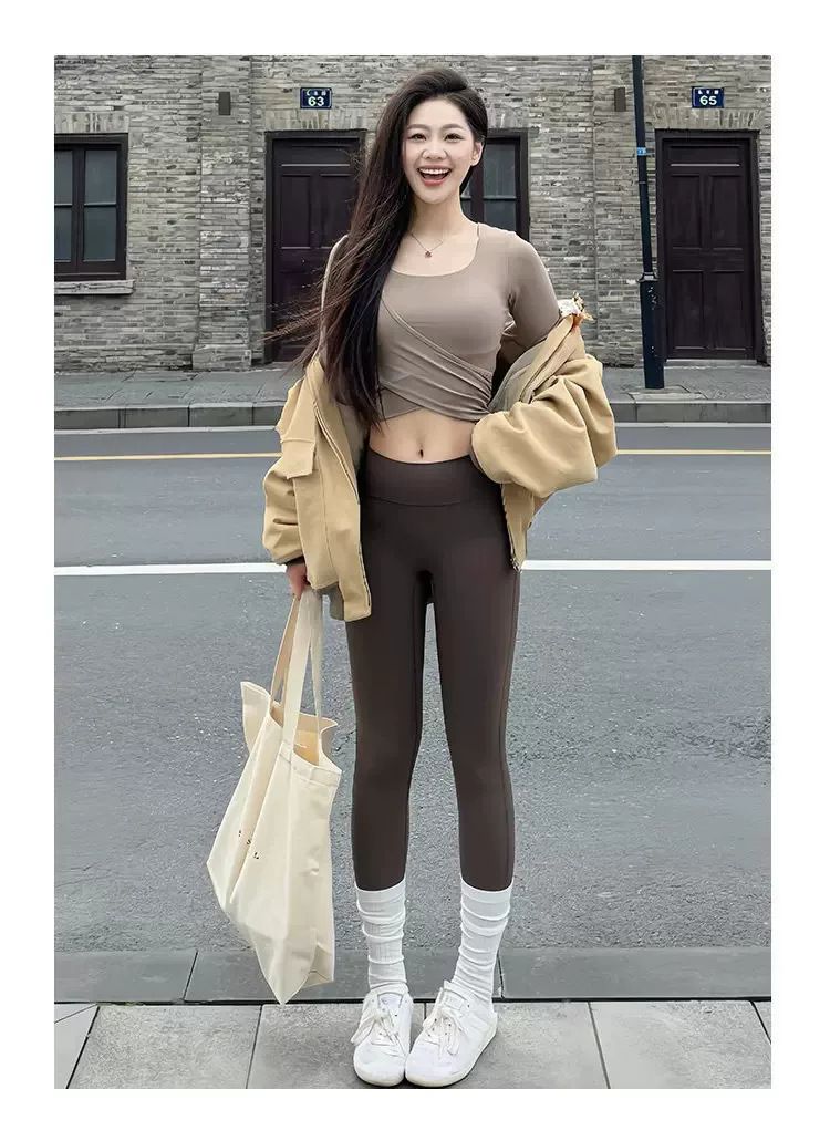 Damen-Yoga-Leggings, Shark-Modell, Taillenlifter, eng anliegend