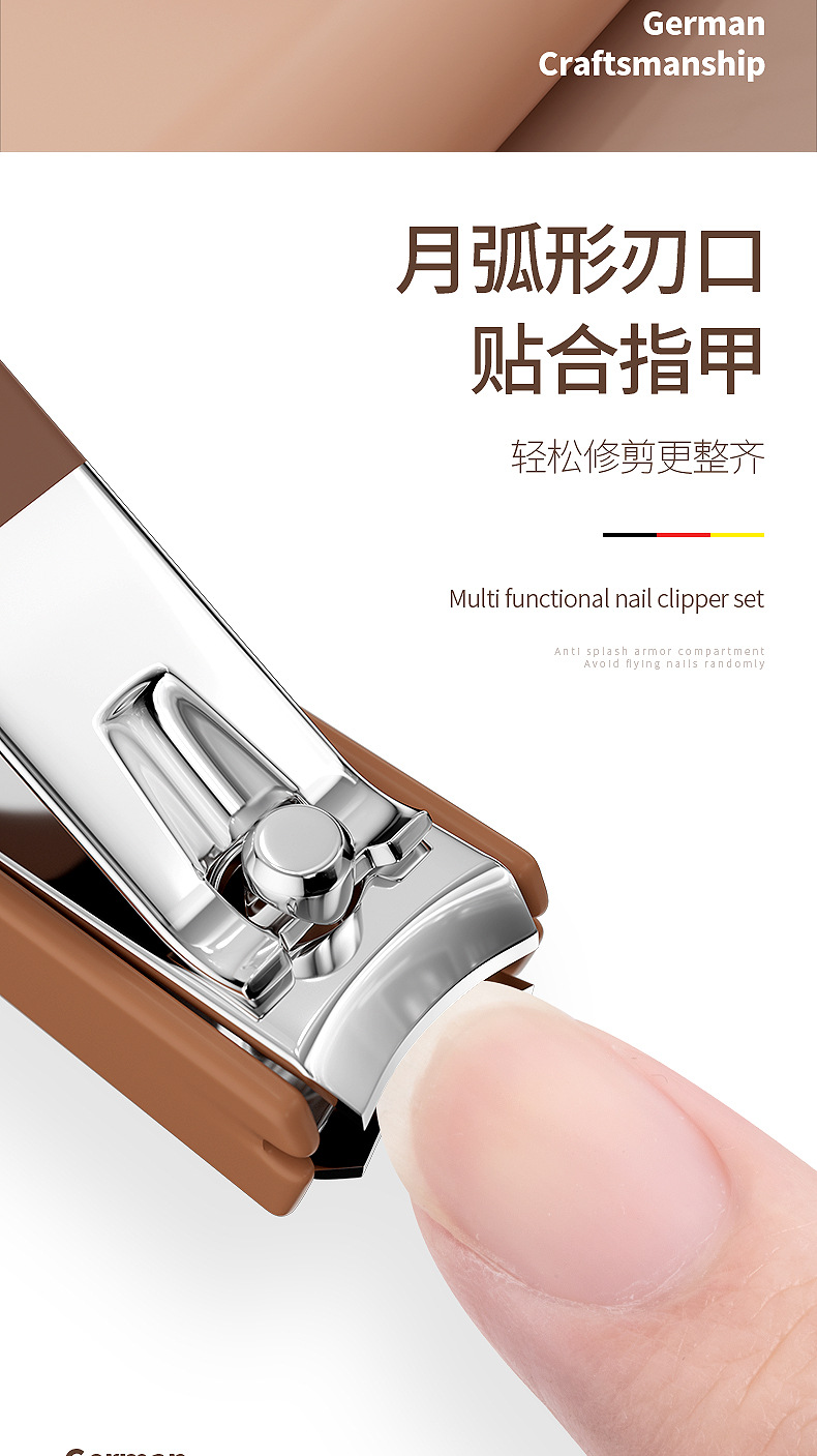 Nail clipper set with ear pick, portable box, stainless steel