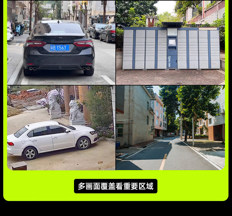 Solar security camera, 340° wide view, 5-panel, remote mobile control