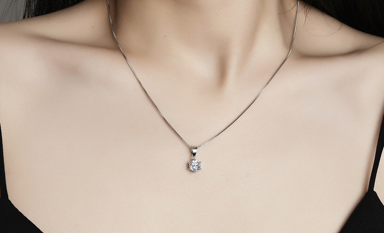 Moissanit-Anhänger-Halskette S925 Sterlingsilber rhodiniert