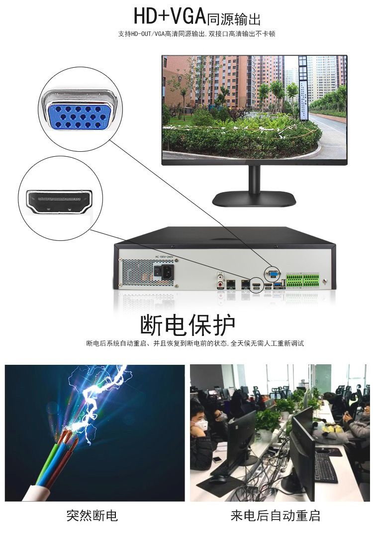 32-channel 8-disk NVR 4K H.265 high resolution recorder