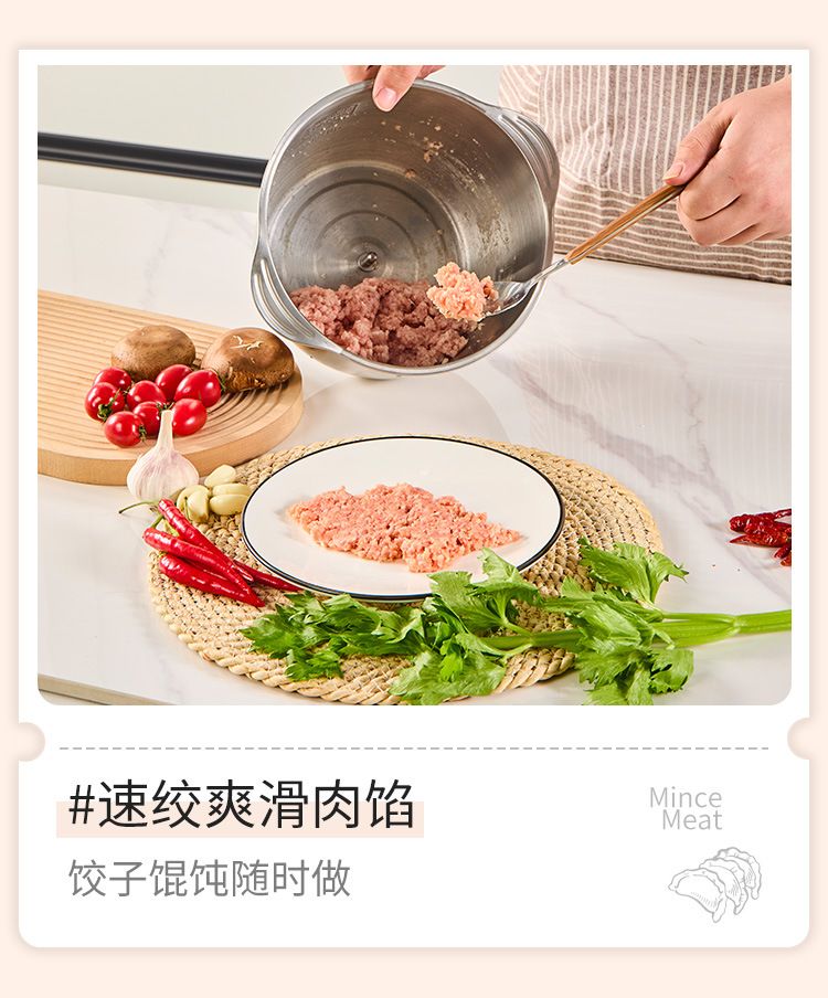 跨境多功能不锈钢绞肉机家用电动辅食碎肉机大容量电动料理机定制