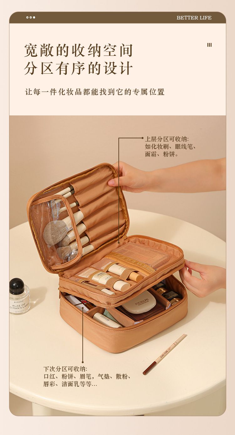 Large makeup bag, portable water-resistant