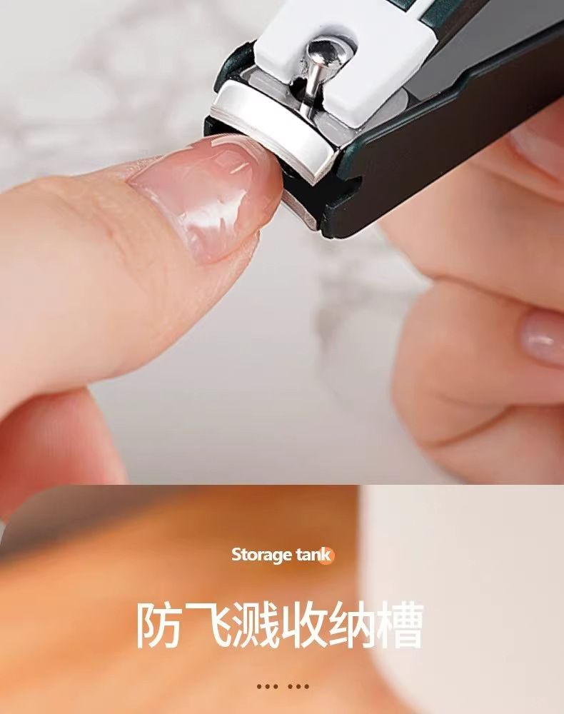 Nail clipper set with magnifier, anti-splash, stainless steel, 2-in-1