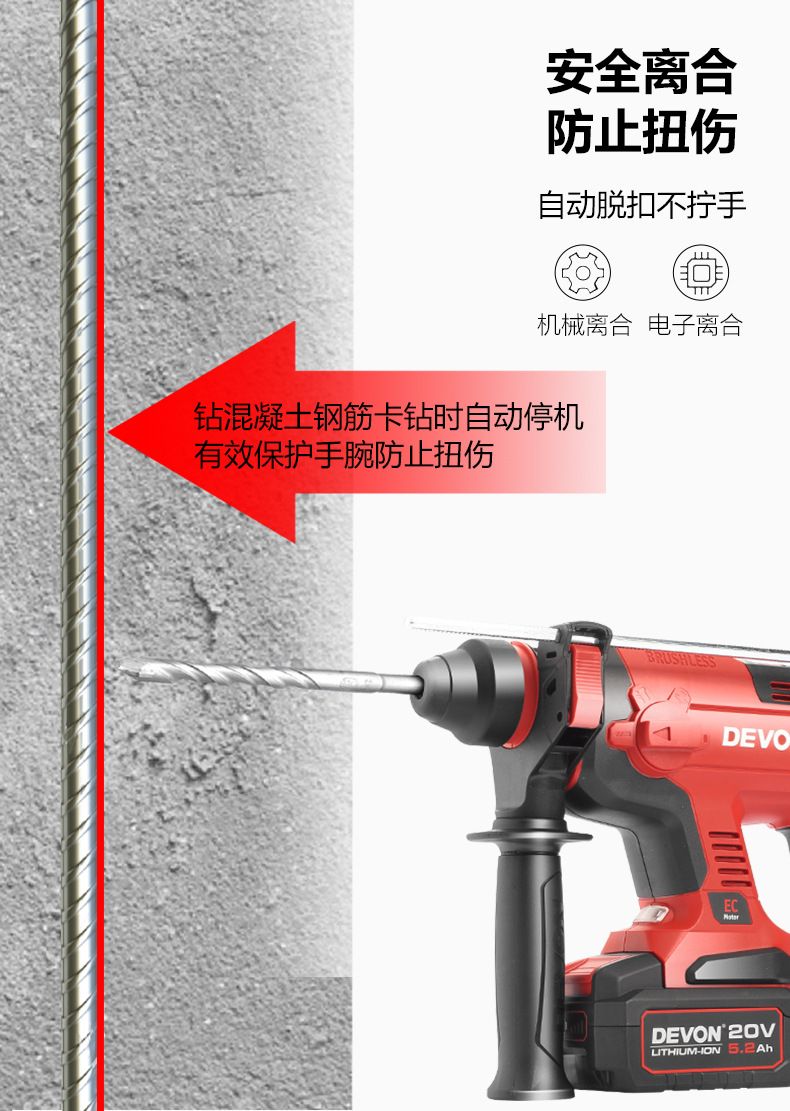 Devon Daya cordless brushless impact drill 5401, 3-4 piece set